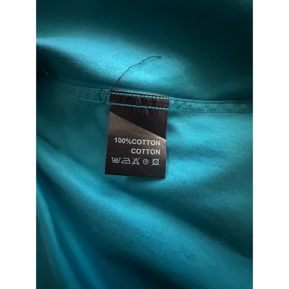 Jared Lang Men's Dress Shirt Teal Blue Paisley Trim Longsleeve Button Up Size XL - Picture 10 of 12